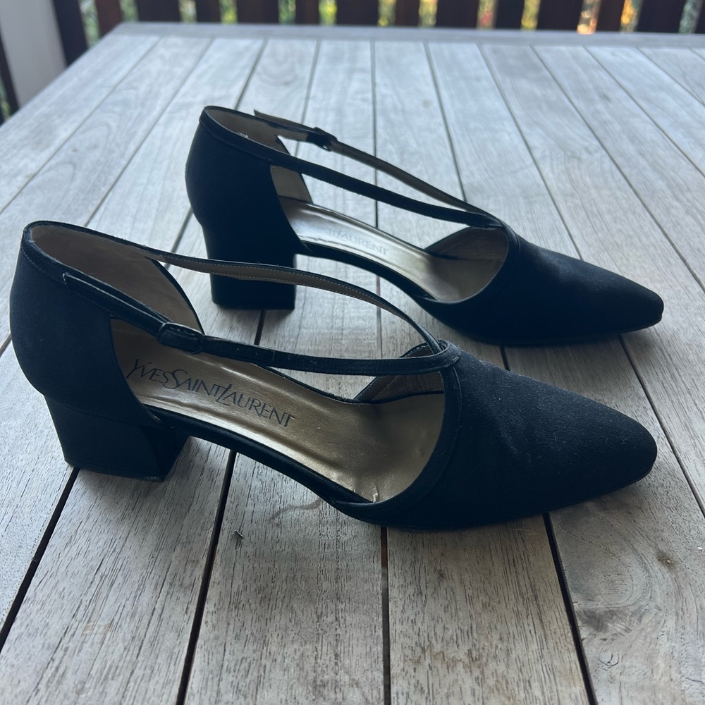Vintage Yves Saint Laurent Black Strappy Heels - Picture 4 of 7